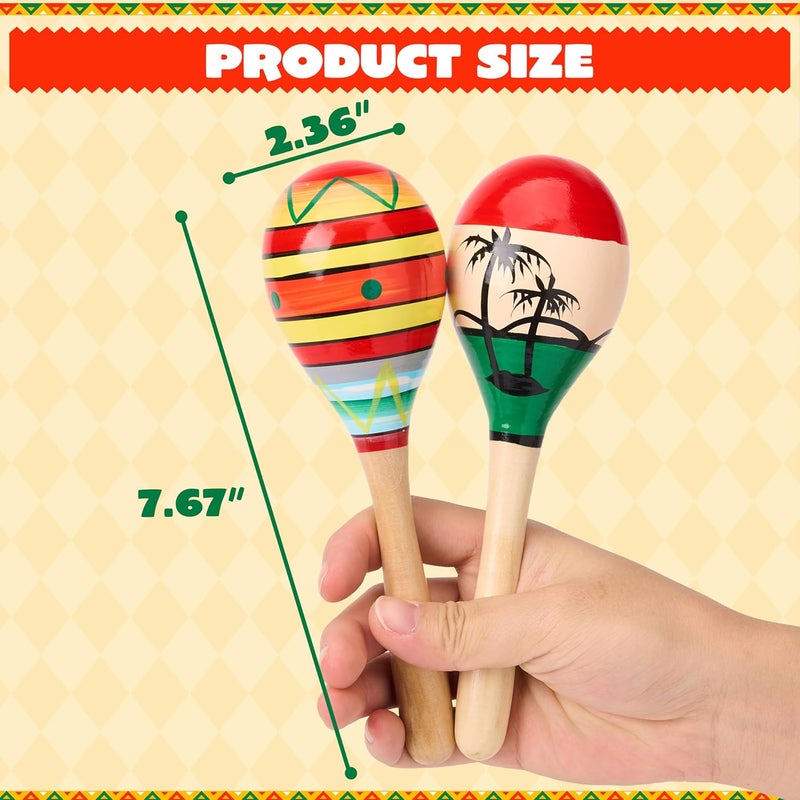 JOYIN 4 قطع ماراكاس خشبية 7.6" للأطفال لعيد Cinco De Mayo، سحر ماراكاس، صانعة ضوضاء خشبية لم favors حفلات فيستا المكسيكية، حفلات موسيقية ممتعة، حفلات لواو، كرنفالات، حدث تاكو الثلاثاء - Image 3
